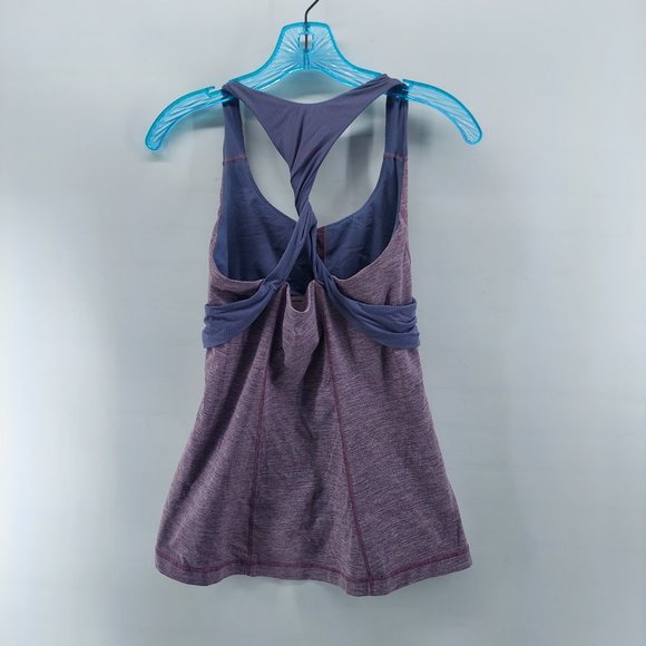 Lululemon Women’s Spin Me Twist Back Heathered lilacTank Top Shelf Bra - Picture 7 of 10